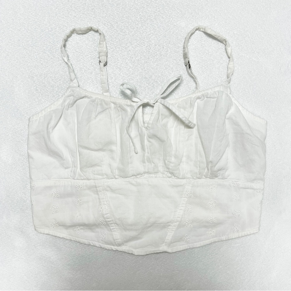 White Paneled Cropped Tank